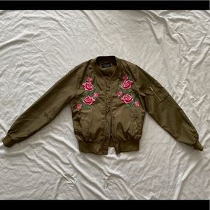 Forever21 - Bomber Jacket with Rose Embroidery